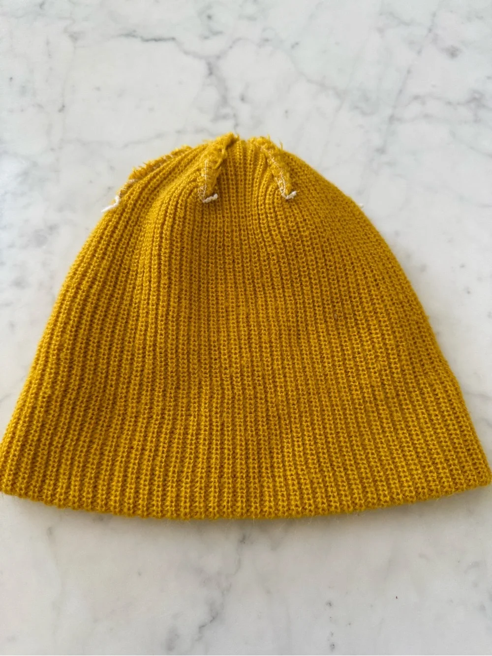 Boys Mustard Yellow Knit Beanie OS Minimalist Winter Hat
